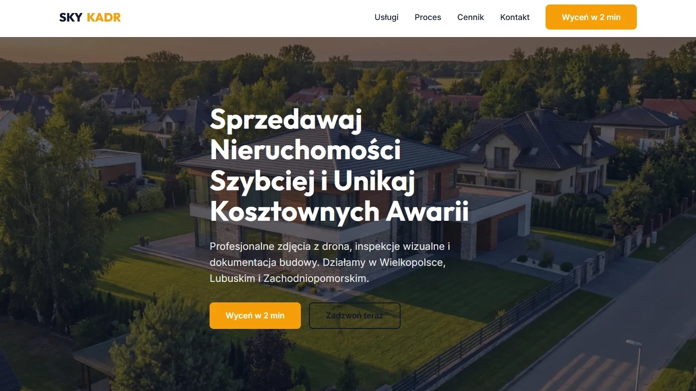 Strona internetowa Skykadr.pl – realizacja PT Studio